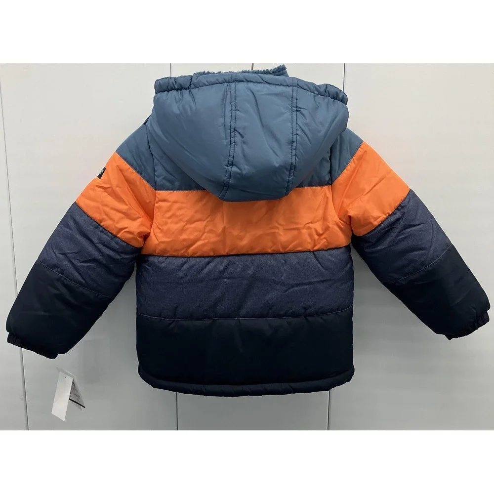 OshKosh B'gosh Jacket Boys 6 Colorblock Hooded Sherpa Puffer‎ Water Resistant